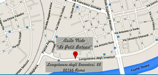 Mappa: Asilo Nido Le Petit Bateau, Lungotevere degli Inventori 88, Roma